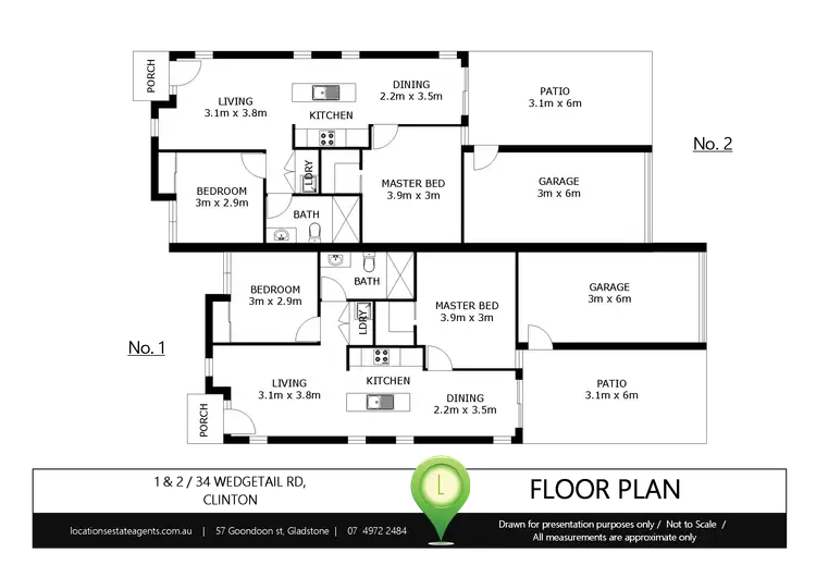 Floorplan of Homely semi-detached listing, 1/34 Wedgetail Road (Duplex), Clinton QLD 4680
