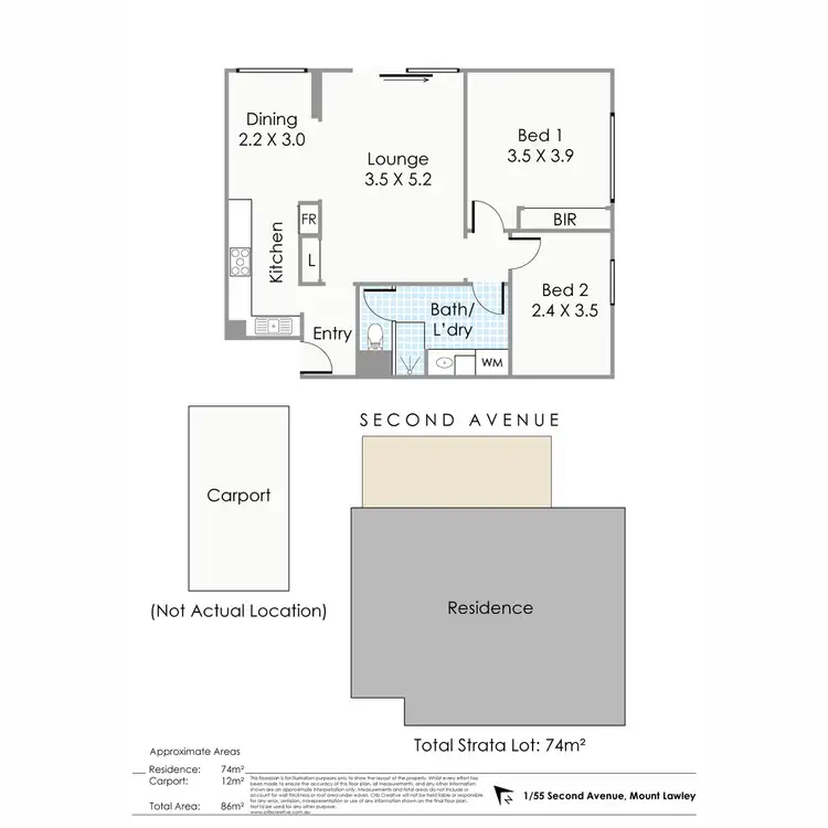 Floorplan of Homely apartment listing, 1/55 Second Avenue, Mount Lawley WA 6050