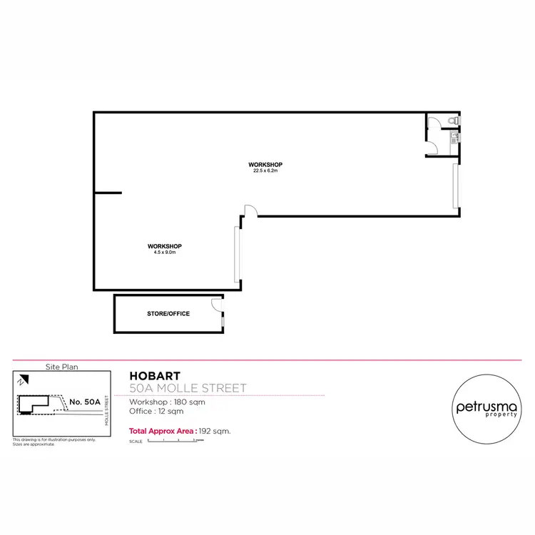 Floorplan of Homely warehouse listing, 50A Molle Street, Hobart TAS 7000