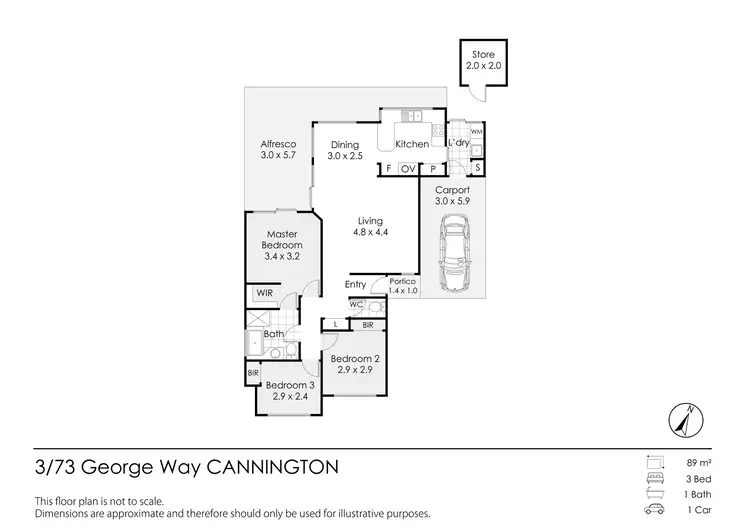 Floorplan of Homely unit listing, 3/73-75 George Way, Cannington WA 6107