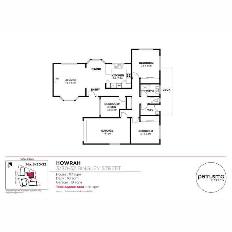 Floorplan of Homely villa listing, 3/30-32 Bingley Street, Howrah TAS 7018