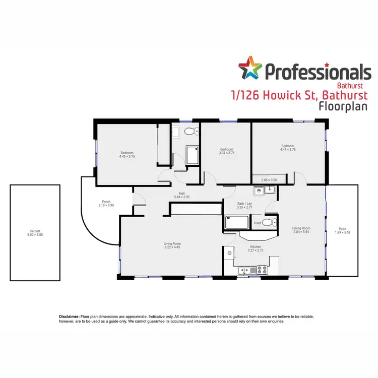 Floorplan of Homely villa listing, 1/126 Howick Street, Bathurst NSW 2795