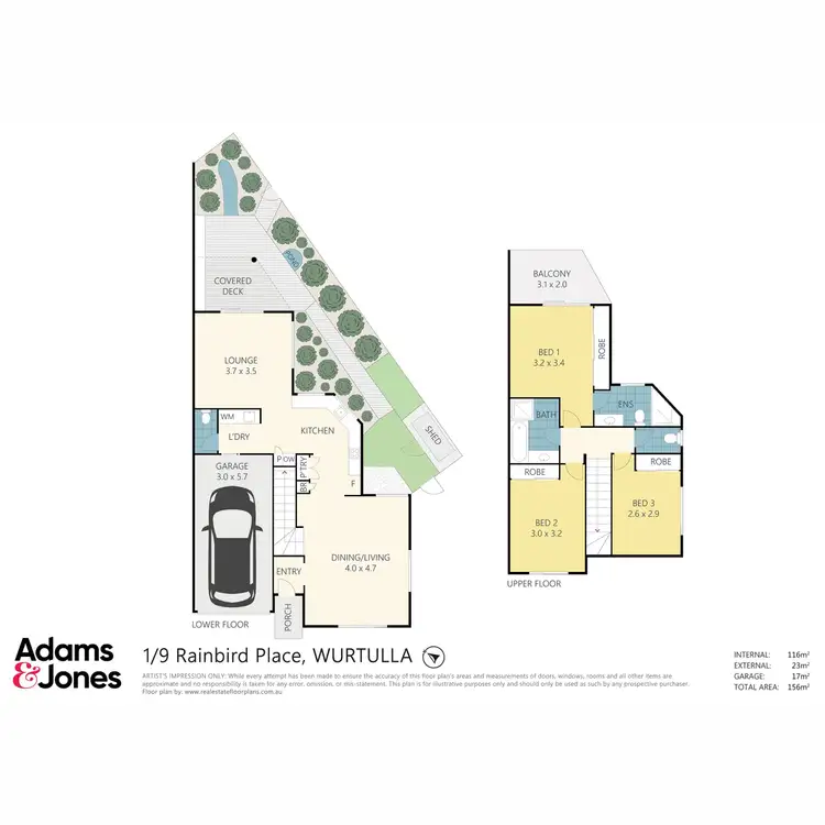 Floorplan of Homely townhouse listing, 1/9 Rainbird Place, Wurtulla QLD 4575