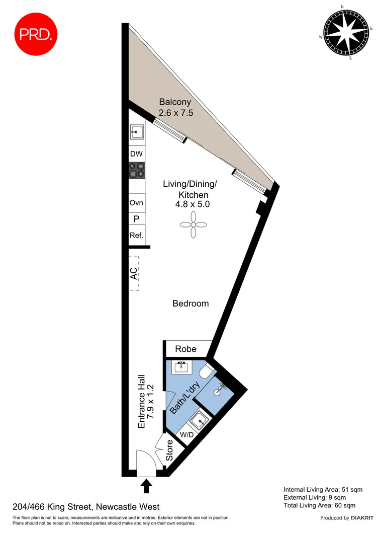 Floorplan of Homely block of units listing, 204/466 King Street, Newcastle West NSW 2302