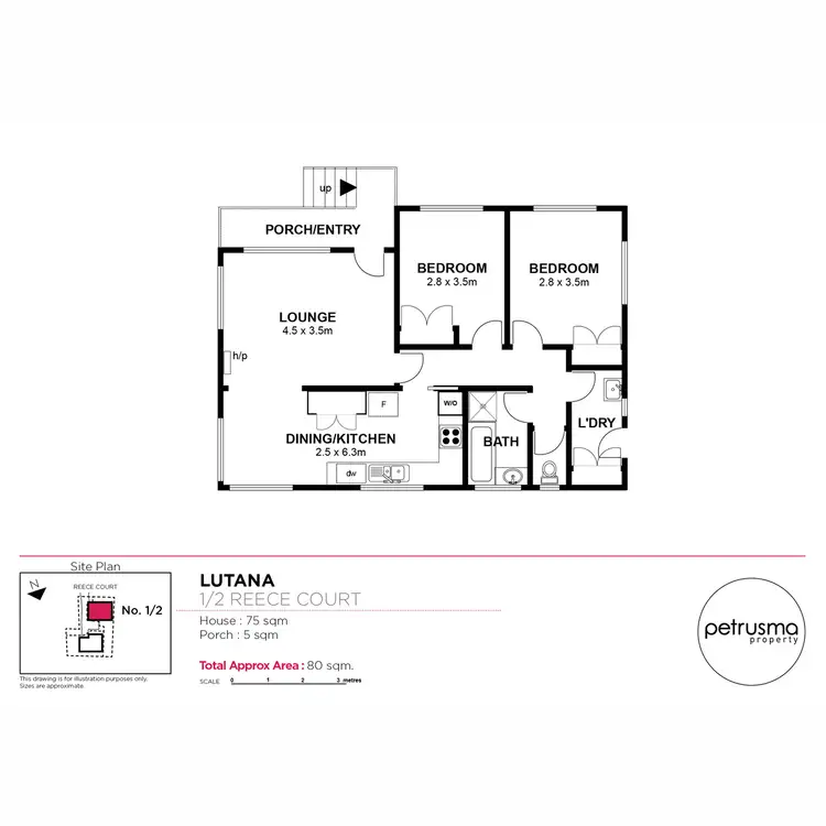 Floorplan of Homely villa listing, 1/2 Reece Court, Lutana TAS 7009