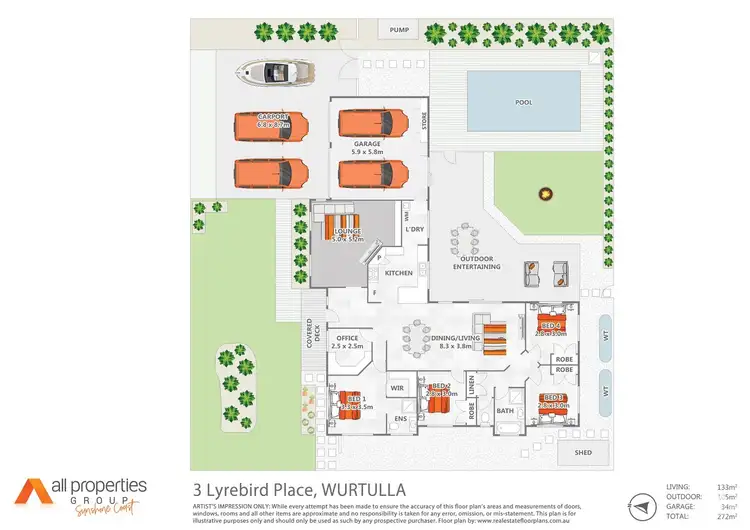 Floorplan of Homely house listing, 3 Lyrebird Place, Wurtulla QLD 4575