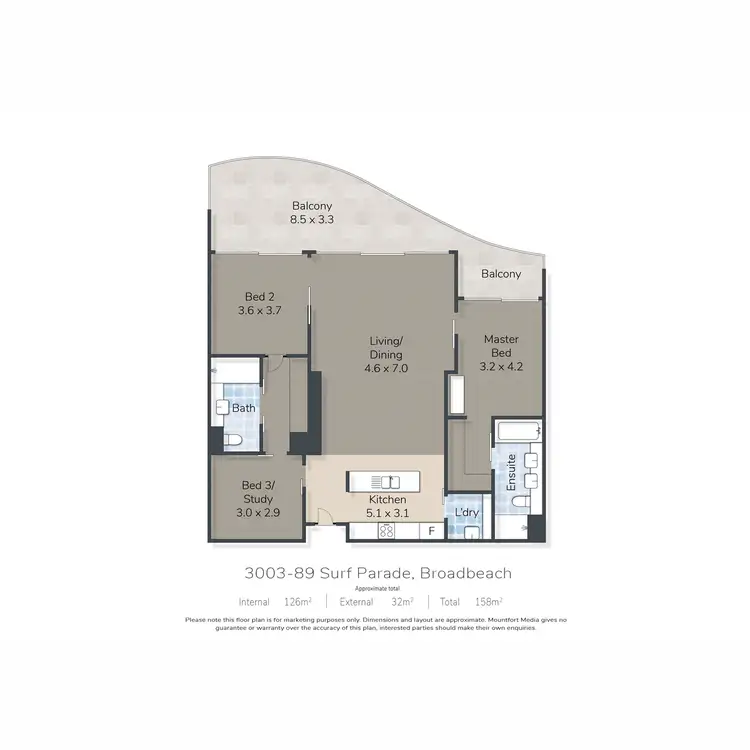 Floorplan of Homely apartment listing, 3003/89 Surf Parade, Broadbeach QLD 4218