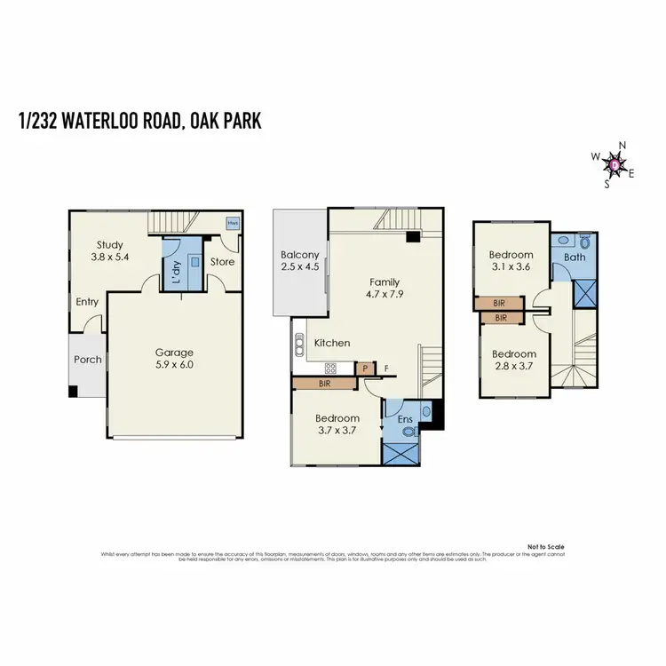 Floorplan of Homely townhouse listing, 1/232 Waterloo Road, Oak Park VIC 3046