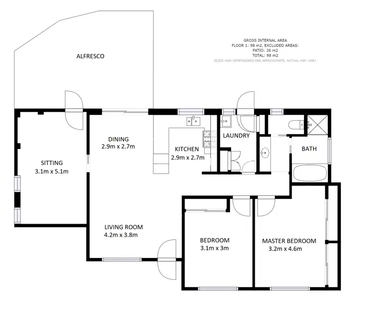 Floorplan of Homely unit listing, 1/9 Rachel Court, Lavington NSW 2641