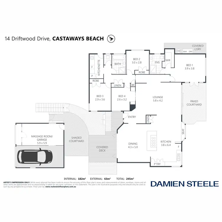 Floorplan of Homely house listing, 14 Driftwood Drive, Castaways Beach QLD 4567