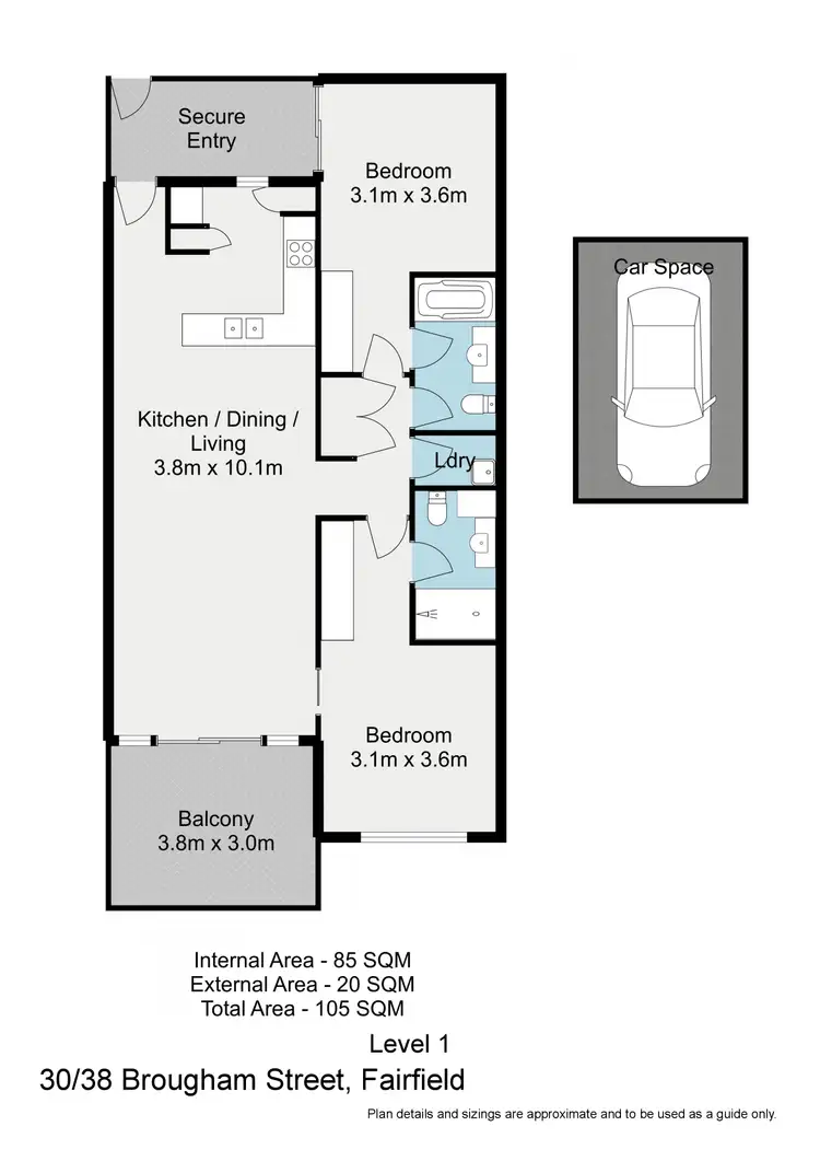 Floorplan of Homely apartment listing, 30/38 Brougham Street, Fairfield QLD 4103