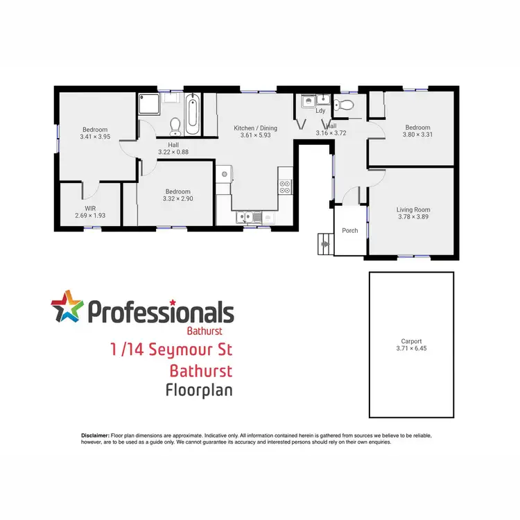 Floorplan of Homely unit listing, 1/14 Seymour Street, Bathurst NSW 2795