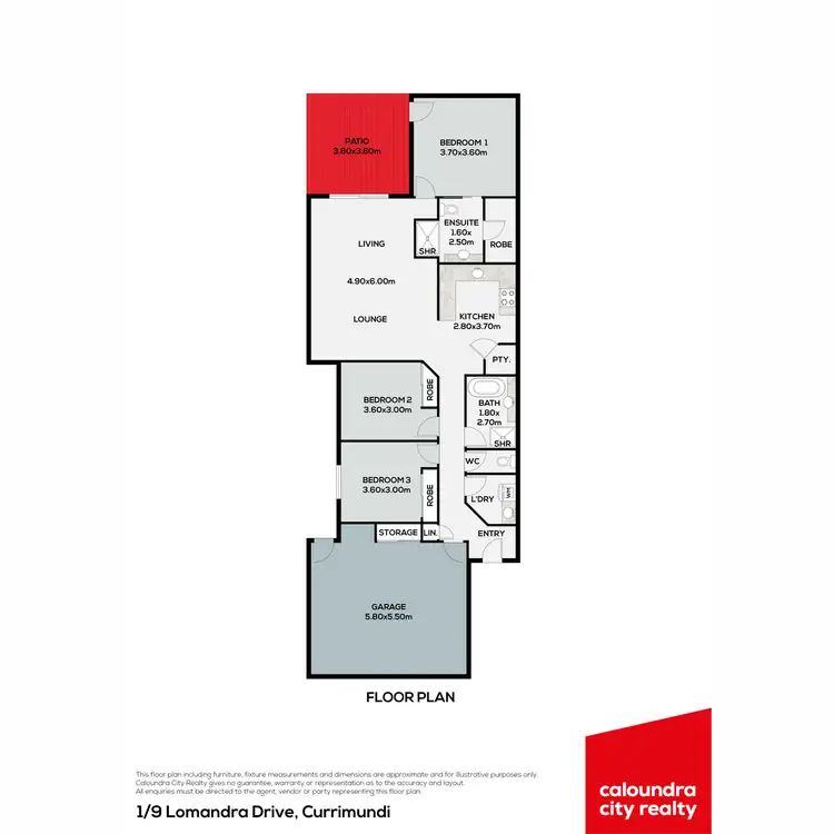 Floorplan of Homely villa listing, 1/9 Lomandra Drive, Currimundi QLD 4551