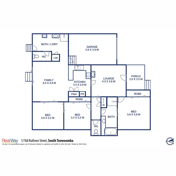 Floorplan of Homely semi-detached listing, 1/768 Ruthven Street, South Toowoomba QLD 4350