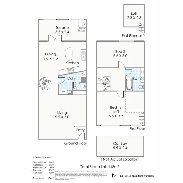 Floorplan of Homely townhouse listing, 5/5 Harvest Road, North Fremantle WA 6159
