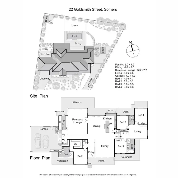 Floorplan of Homely house listing, 22 Goldsmith Street, Somers VIC 3927