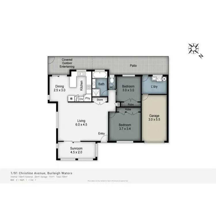 Floorplan of Homely semi-detached listing, 1/91 Christine Avenue, Burleigh Waters QLD 4220