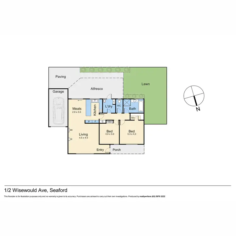 Floorplan of Homely unit listing, 1/2 Wisewould Avenue, Seaford VIC 3198
