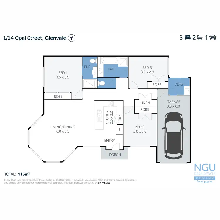Floorplan of Homely semi-detached listing, 1/4 Opal Street, Glenvale QLD 4350