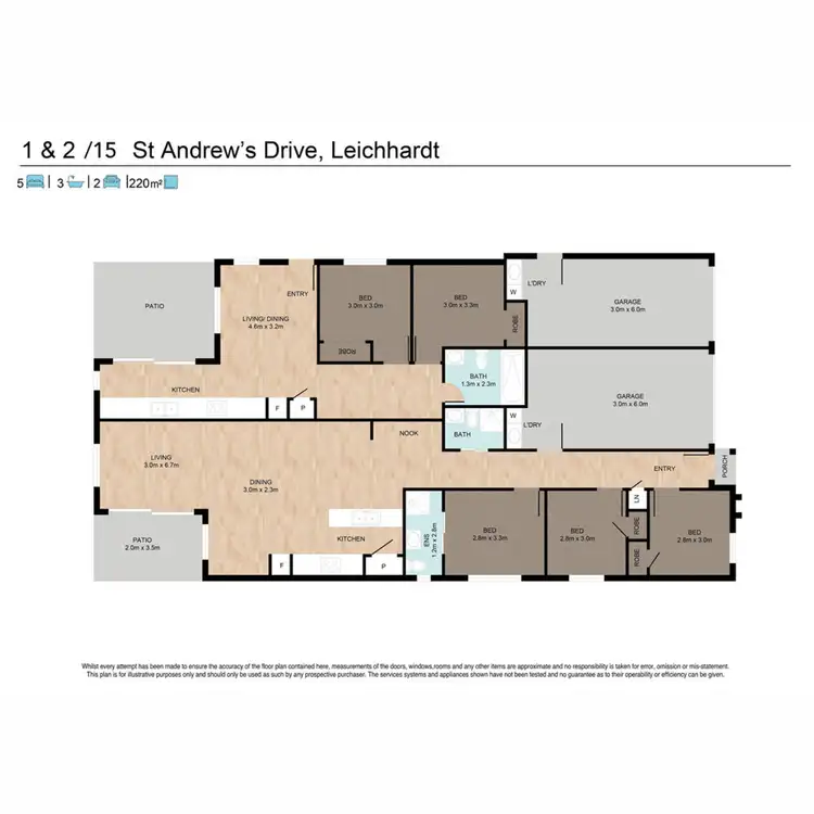Floorplan of Homely semi-detached listing, 1 & 2/15 St Andrews Drive, Leichhardt QLD 4305