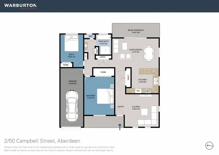 Floorplan of Homely semi-detached listing, 2/50 Campbell Street, Aberdeen NSW 2336
