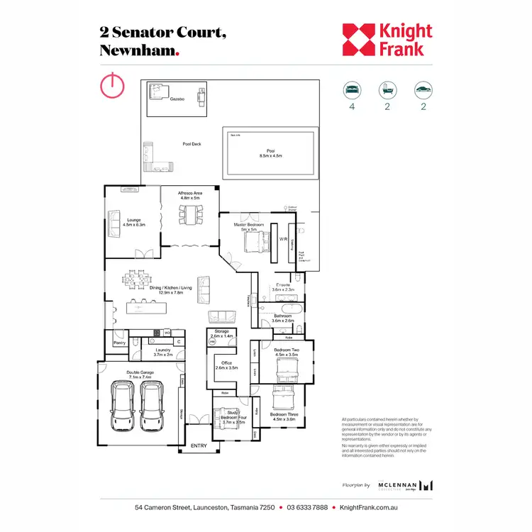 Floorplan of Homely house listing, 2 Senator Court, Newnham TAS 7248
