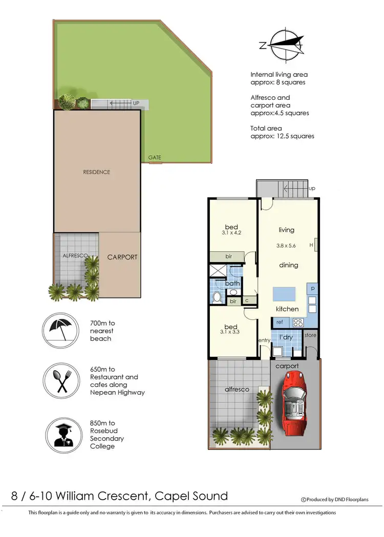 Floorplan of Homely unit listing, 8/6-10 William Crescent, Capel Sound VIC 3940