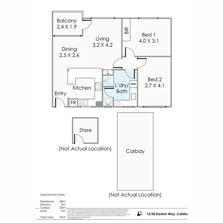 Floorplan of Homely apartment listing, 15/30 Kenton Way, Calista WA 6167