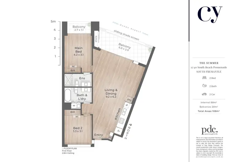 Floorplan of Homely apartment listing, 15/40 South Beach Promenade, South Fremantle WA 6162