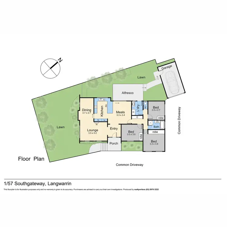 Floorplan of Homely unit listing, 1/57 Southgateway, Langwarrin VIC 3910
