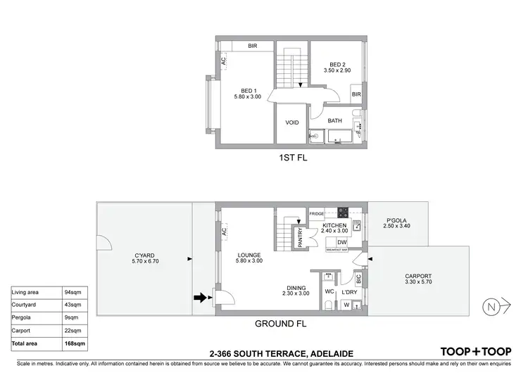 Floorplan of Homely townhouse listing, 2/366 South Terrace, Adelaide SA 5000