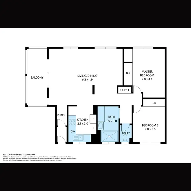 Floorplan of Homely unit listing, 5/77 Durham Street, St Lucia QLD 4067