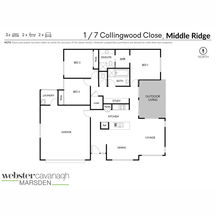 Floorplan of Homely unit listing, 1/7 Collingwood Close, Middle Ridge QLD 4350