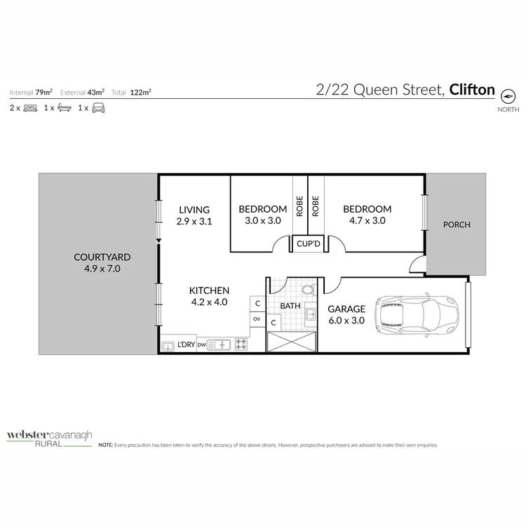 Floorplan of Homely unit listing, 2/22 Queen Street, Clifton QLD 4361