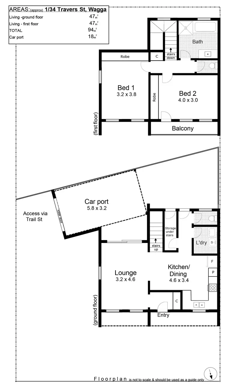 Floorplan of Homely unit listing, 1/34 Travers Street, Wagga Wagga NSW 2650