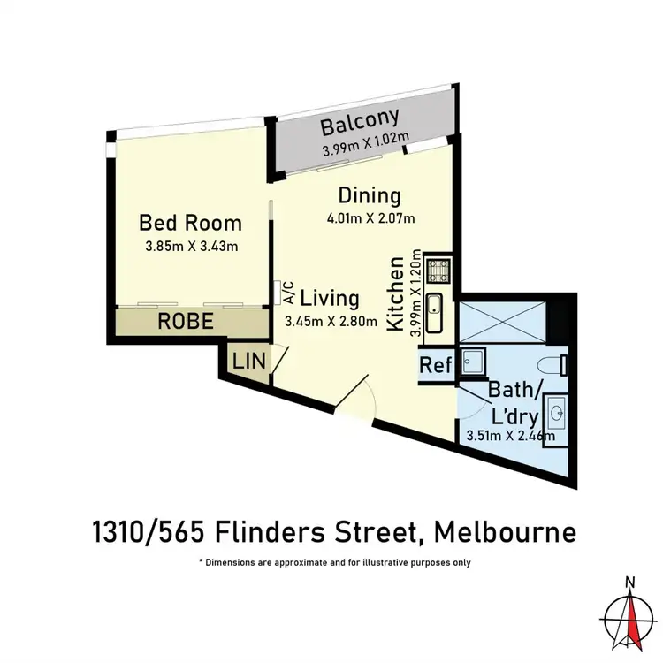 Floorplan of Homely apartment listing, Unit 1310/565 Flinders Street, Melbourne VIC 3000
