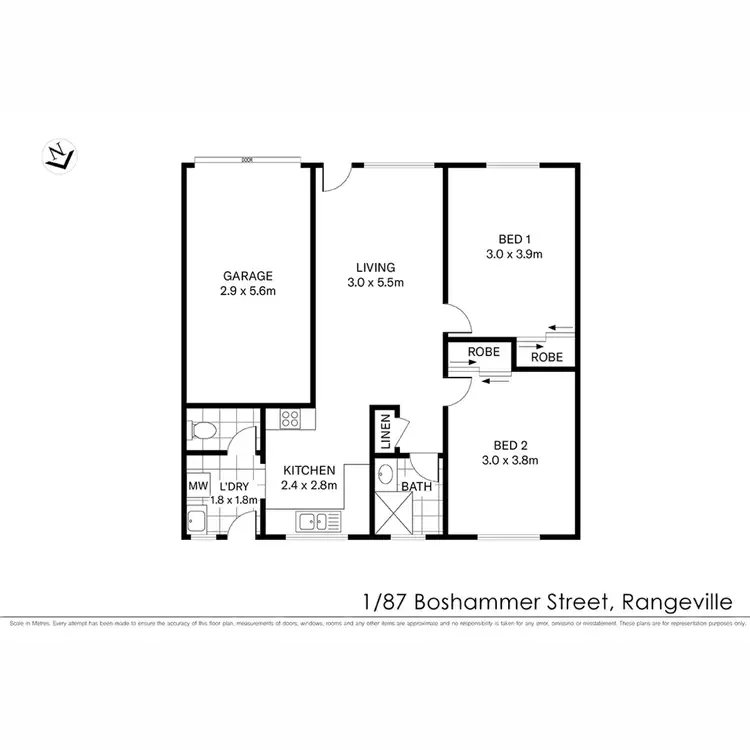 Floorplan of Homely unit listing, 1/40 Aberdeen Street, Rangeville QLD 4350