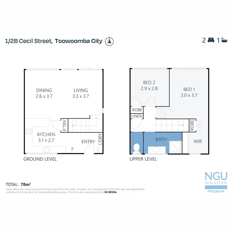 Floorplan of Homely townhouse listing, 1/2b Cecil Street, Toowoomba City QLD 4350