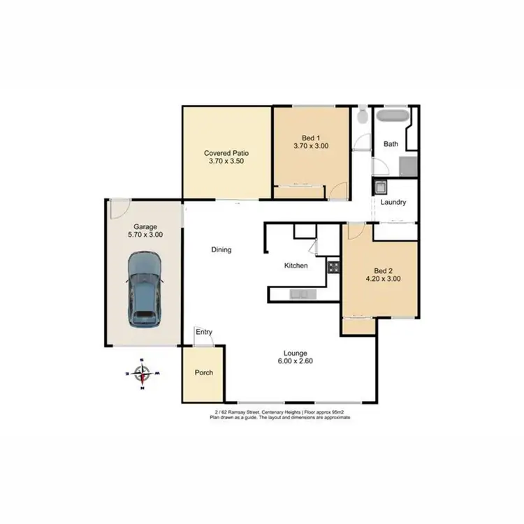 Floorplan of Homely unit listing, 2/62 Ramsay Street, Centenary Heights QLD 4350