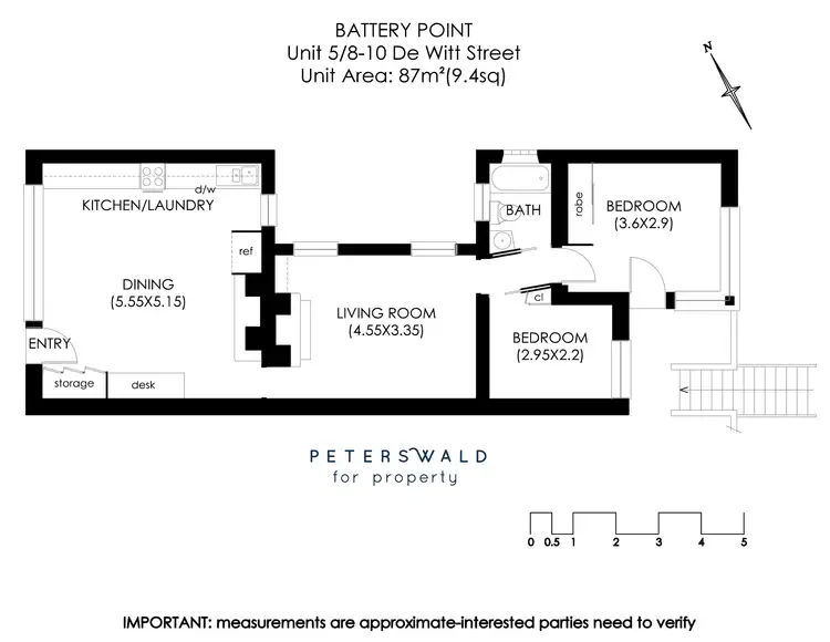 Floorplan of Homely apartment listing, 5/8-10 De Witt Street, Battery Point TAS 7004