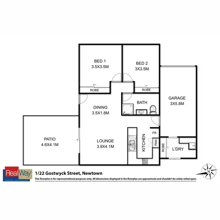 Floorplan of Homely unit listing, 1/22 Gostwyck Street, Newtown QLD 4350