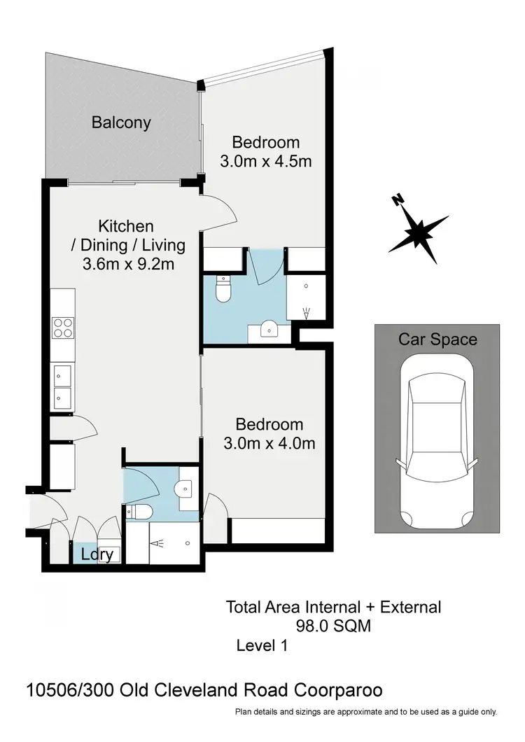 Floorplan of Homely apartment listing, 10506/300 Old Cleveland Road, Coorparoo QLD 4151