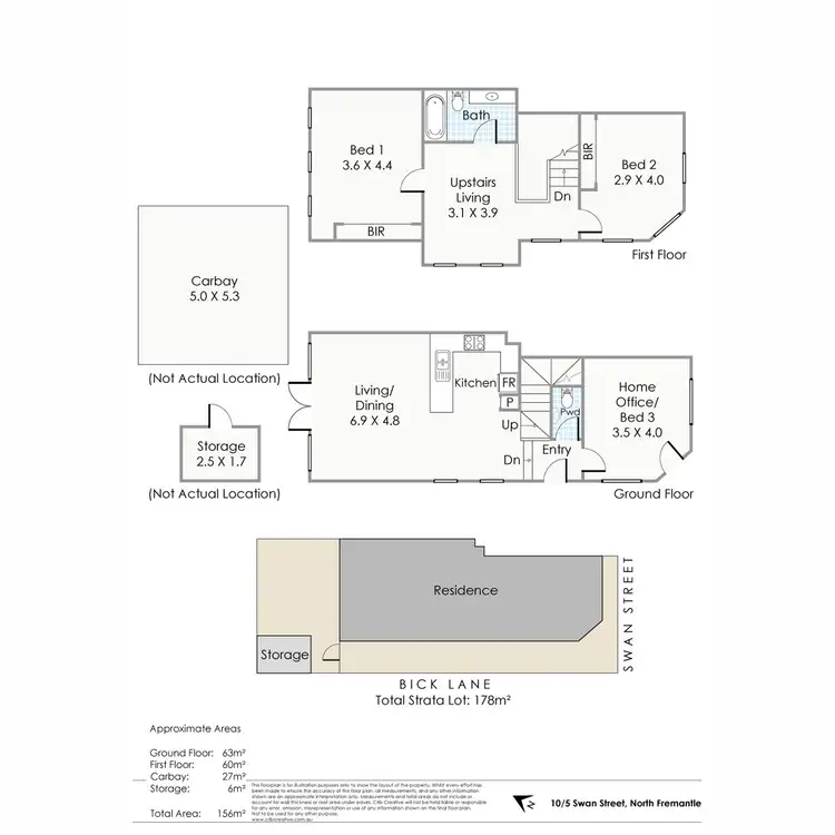 Floorplan of Homely townhouse listing, 10/5 Swan Street, North Fremantle WA 6159