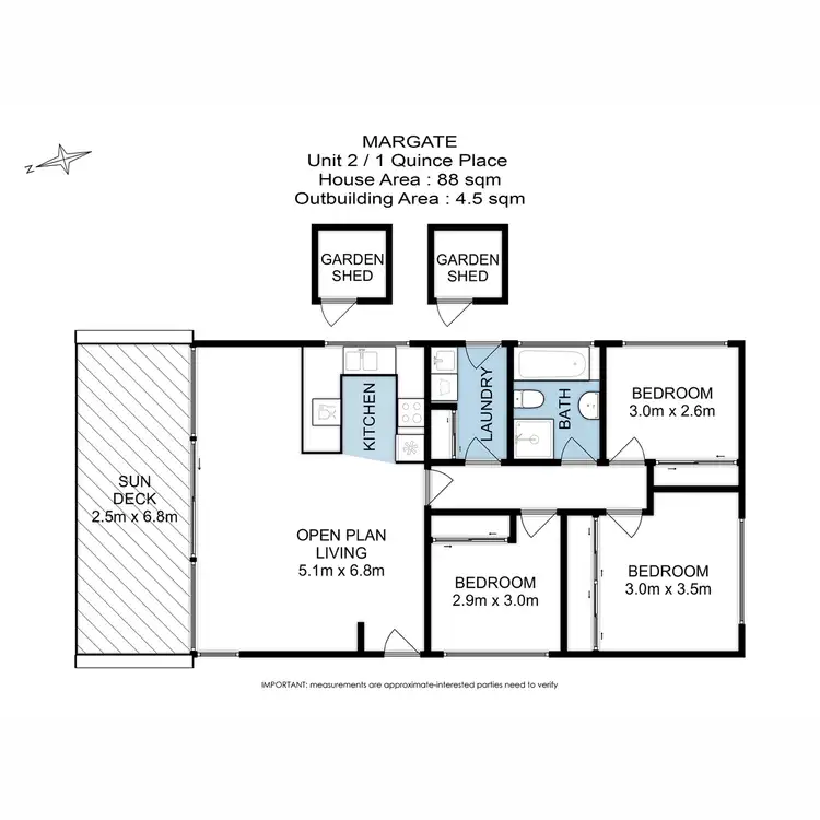 Floorplan of Homely unit listing, 2/1 Quince Place, Margate TAS 7054