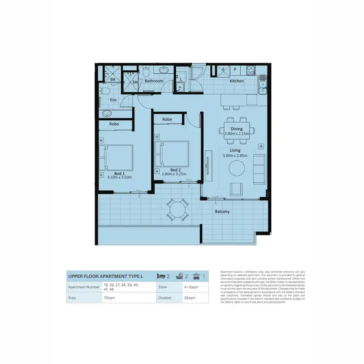 Floorplan of Homely apartment listing, 217/50 Pimlico Crescent, Wellard WA 6170