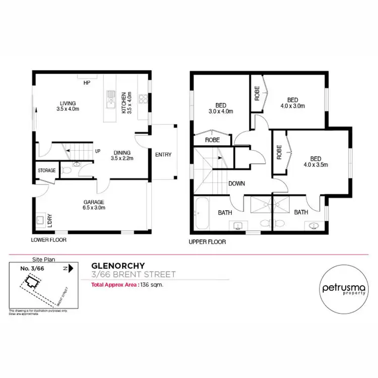Floorplan of Homely townhouse listing, 3/66 Brent Street, Glenorchy TAS 7010