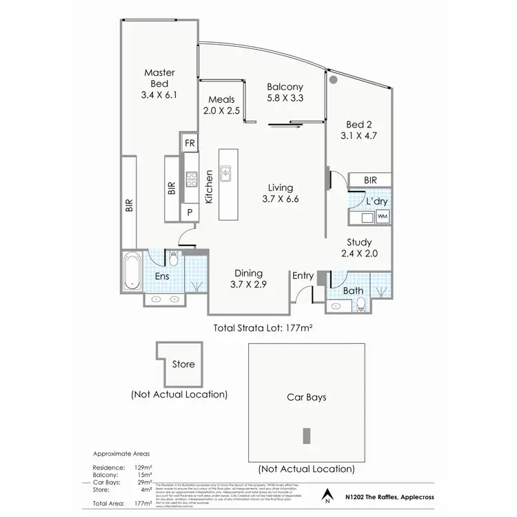 Floorplan of Homely apartment listing, N1202/70 Canning Beach Road, Applecross WA 6153