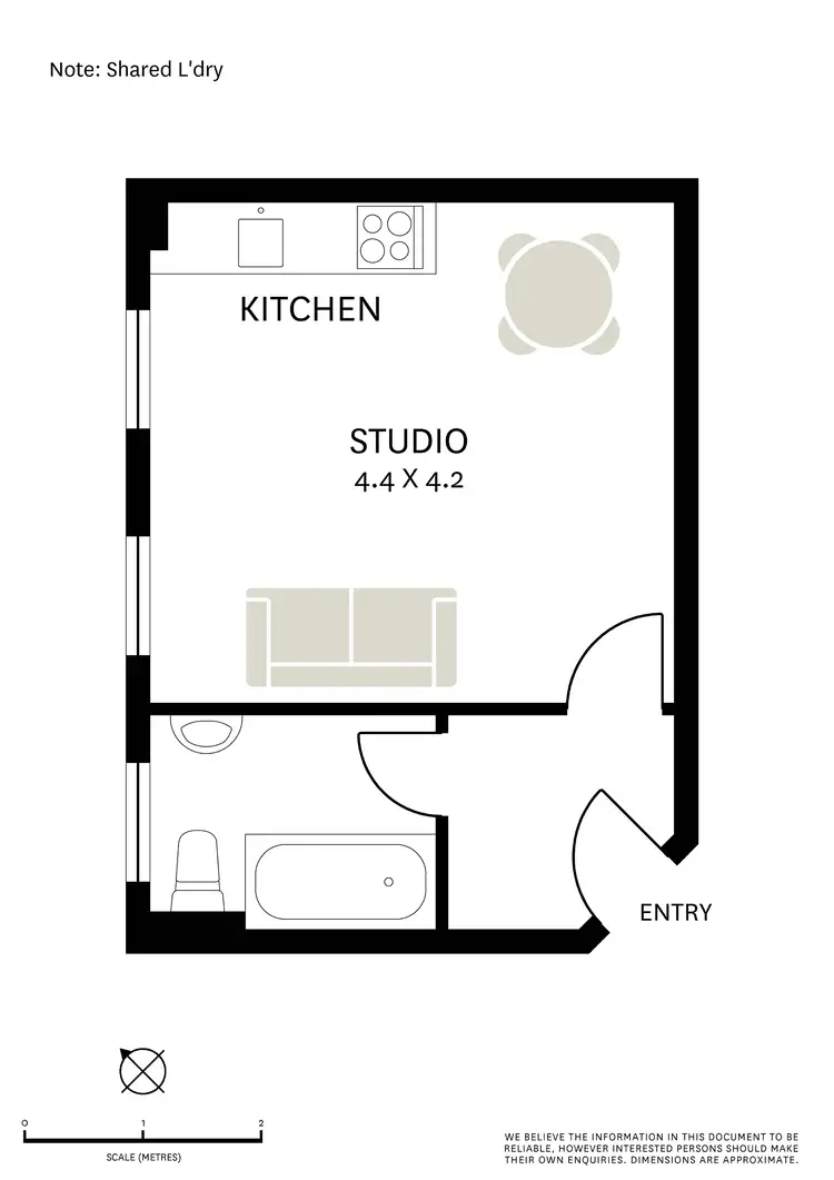 Floorplan of Homely studio listing, 15/9 Ward Avenue, Potts Point NSW 2011