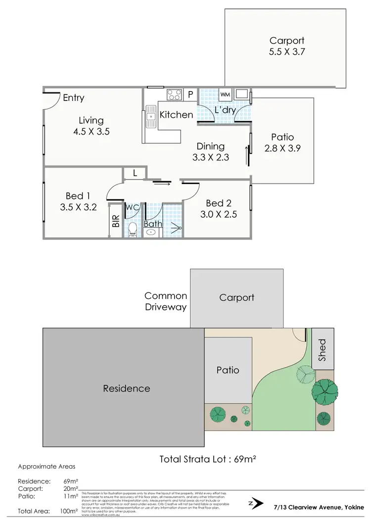 Floorplan of Homely villa listing, 7/13 Clearview Avenue, Yokine WA 6060