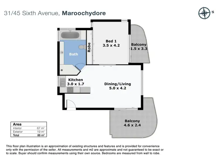 Floorplan of Homely unit listing, 31/45 Sixth Avenue, Maroochydore QLD 4558